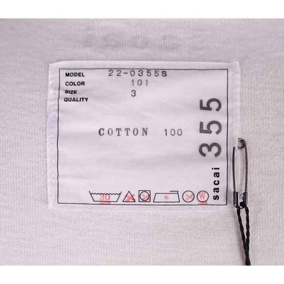 Sacai Get Lifted Long Sleeve T-Shirt 3 L Mens White Logo New RARE - Picture 10 of 13